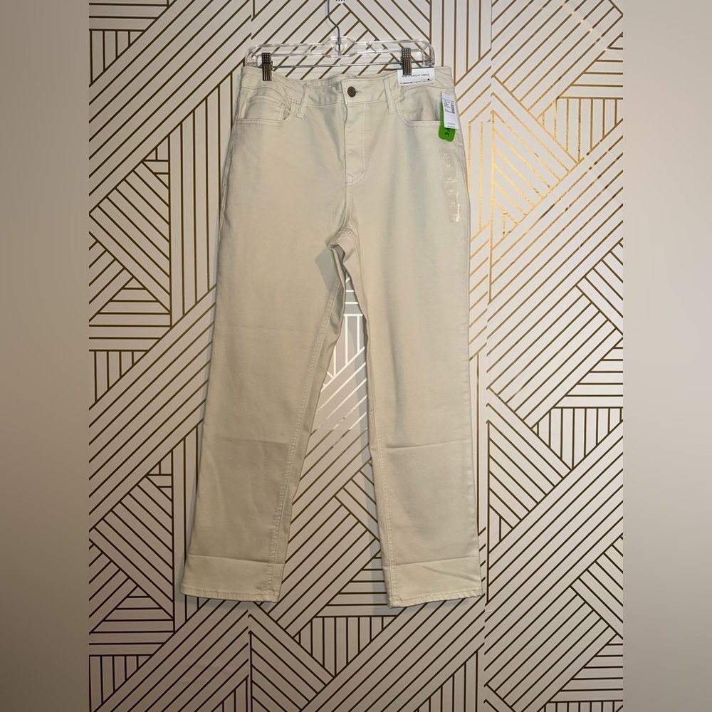 MJeans by Maurice’s High Rise Slim Straight Ankle Jeans Stretch Size 14 Cream